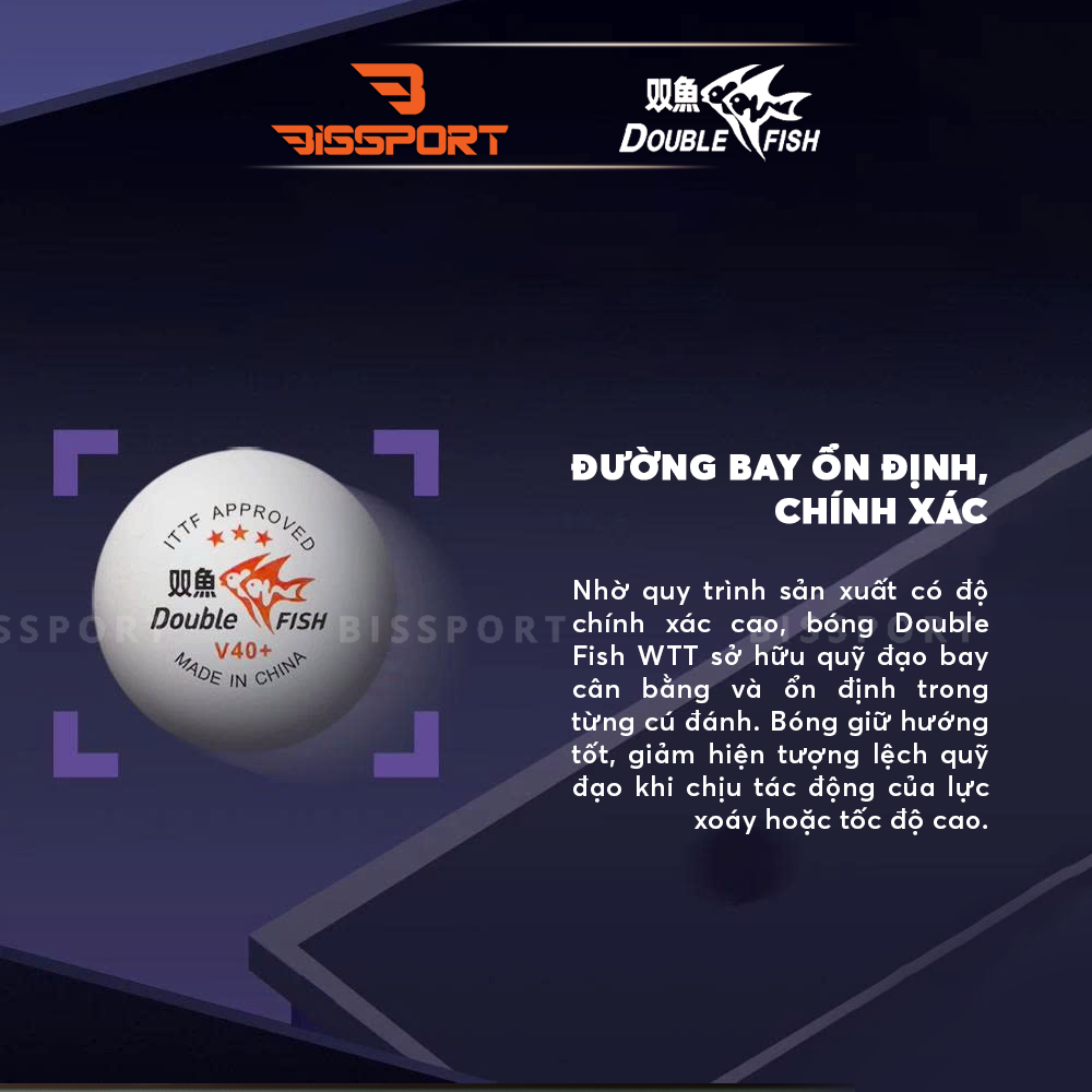 Hộp 6 Quả Bóng Bàn Double Fish WTT 40+ Chính Hãng - 3 Sao - Tiêu Chuẩn Thi Đấu. Hiệu Suất Đồng Nhất